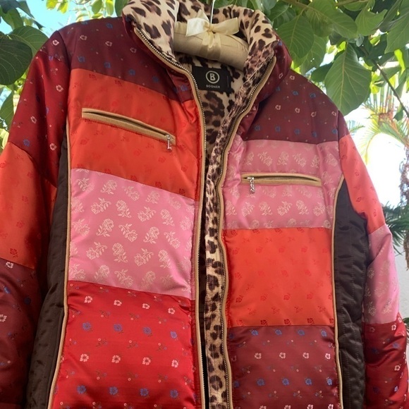 Bogner x Goan Thylmann Quilted Floral Patchwork & Leopard Print Goose Down Coat - Picture 3 of 16